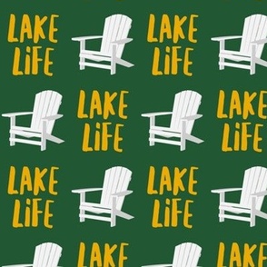 lake life - adirondack chair - green/gold - C23