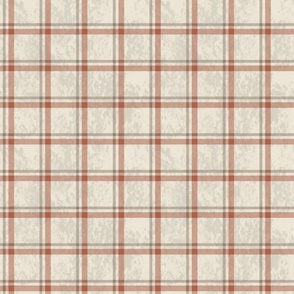 Small-scale Orange and Beige Textured Plaid