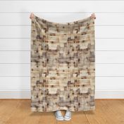 Cubes of Coffee and Caramel Abstract in Neutral Tan and Brown