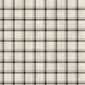 Small-scale Black and Beige Textured Plaid