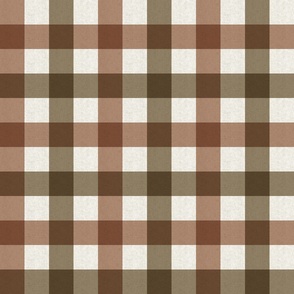 Small scale rustic plaid check in earthy warm tan brown and dark olive green with a vintage linen texture 