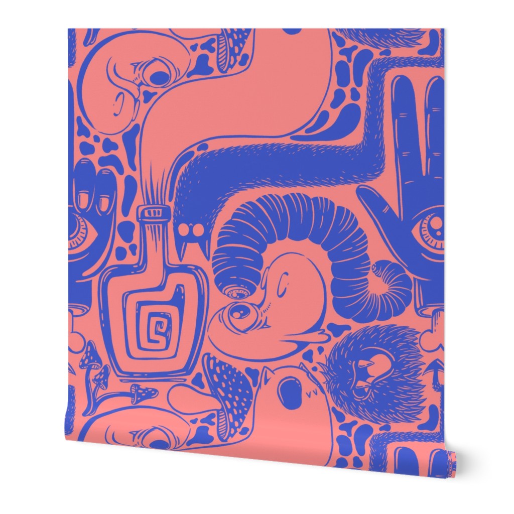 trippy halloween monster - big scale - pink blue