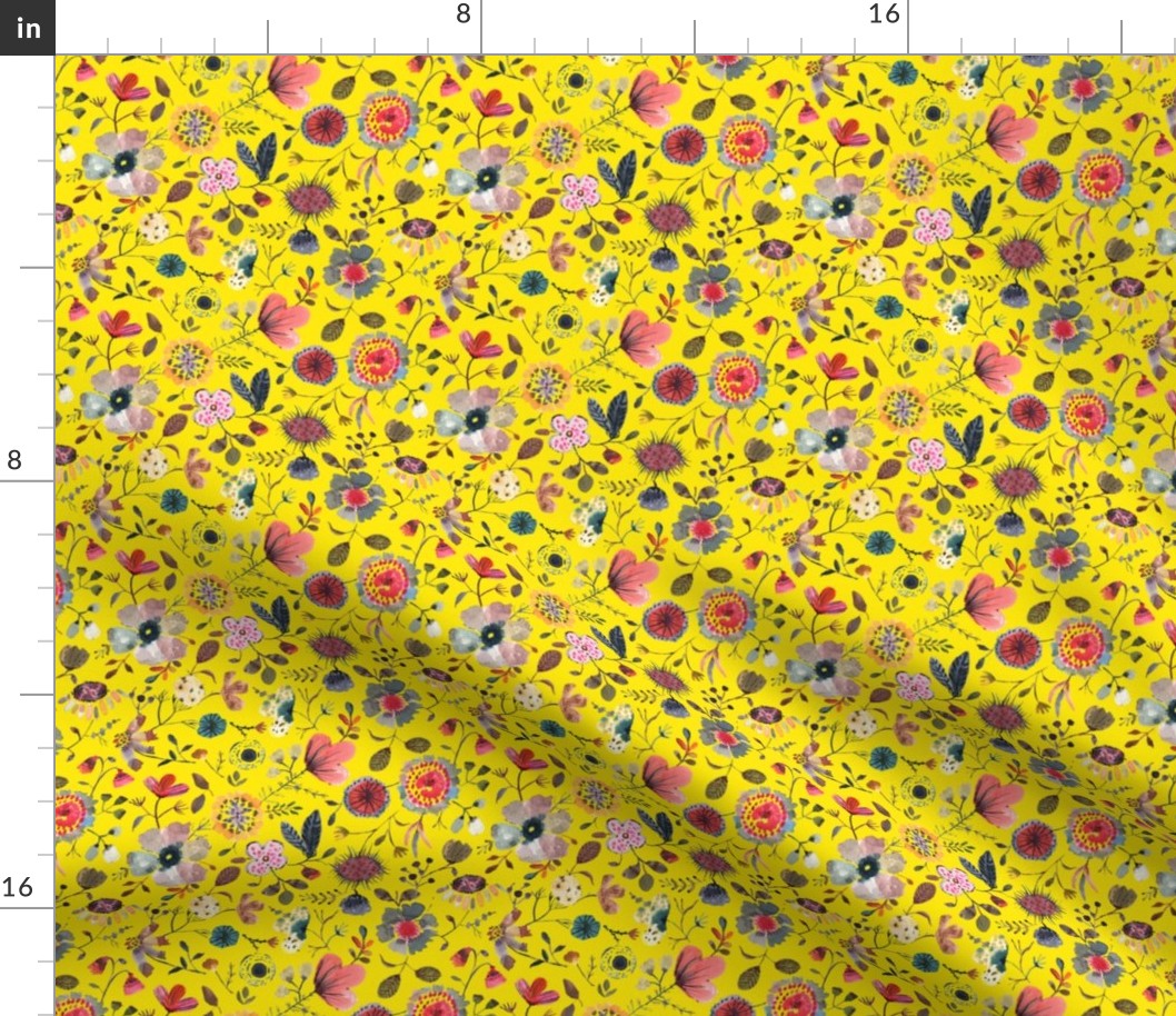 modern florals pattern yellow