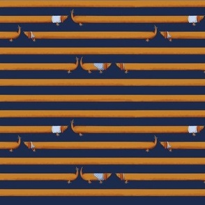 dachshund mini stripes - navy