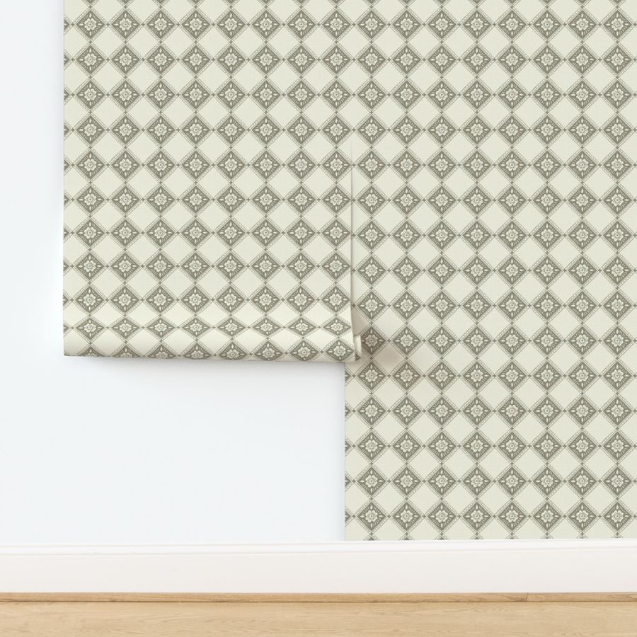 French Rose Diamond - Medium - Wheat - Linen Texture - French Country Kitchen