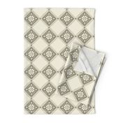 French Rose Diamond - Medium - Wheat - Linen Texture - French Country Kitchen