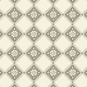 French Rose Diamond - Medium - Wheat - Linen Texture - French Country Kitchen