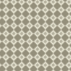 French Rose Diamond - Small - Wheat Reverse - Linen Texture - French Country Kitchen