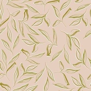Stylized leaves on light pink