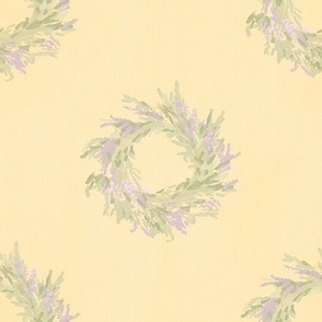 Watercolor Lavender Wreath With Subtle Faux Texture