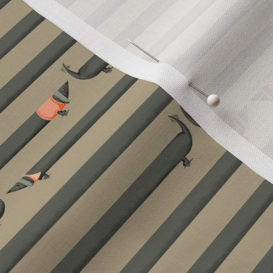 dachshund mini stripes - grey