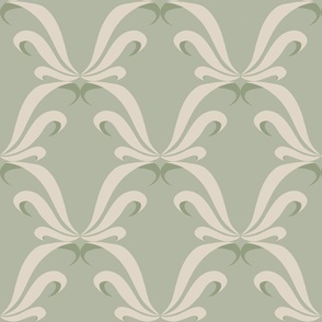 Simple Damask Ribbons green ( large scale ).