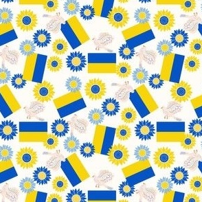MINI Ukraine flag fabric peace for ukraine fabric peace sunflowers flags cream 4in