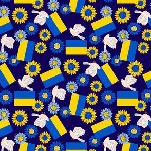 MINI Ukraine flag fabric peace for ukraine fabric peace sunflowers flags navy 4in