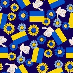 MEDIUM Ukraine flag fabric peace for ukraine fabric peace sunflowers flags navy 8in