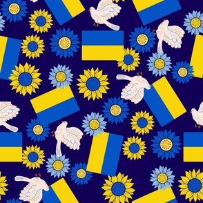LARGE Ukraine flag fabric peace for ukraine fabric peace sunflowers flags navy 10in