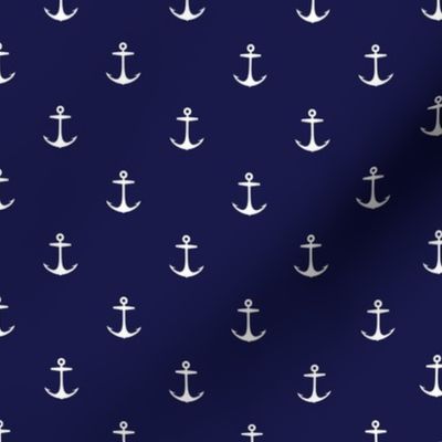 Anchors-White on Blue