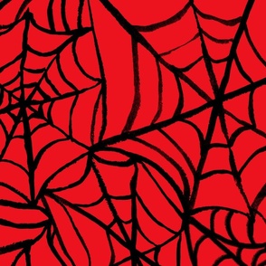 Spiderwebs - Jumbo Scale - Red and Black Halloween Goth Spider Web Gothic Cobweb
