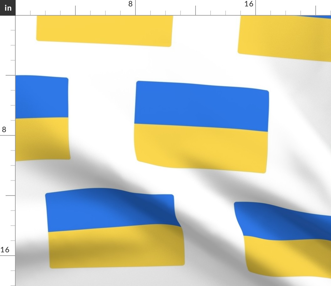 JUMBO Ukrainian Flag fabric - ukraine flag fabric - white 12in