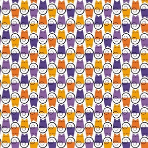 small scale cats - figaro cat halloween - geometric cat - cat fabric and wallpaper