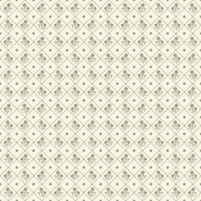 French Country Diamond Floral - Very Small - Wheat - Linen Texture