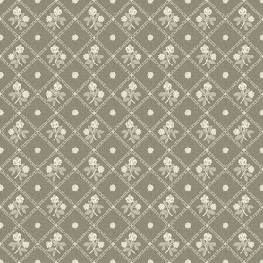 French Country Diamond Floral - Small - Wheat Reverse - Linen Texture