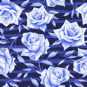 blue roses and stripes