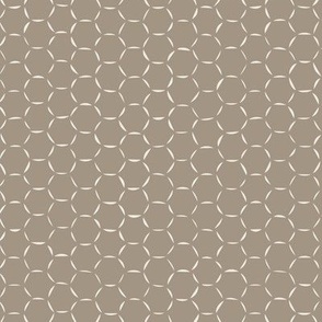 hexagons - creamy white _ khaki brown - hand drawn honeycomb geometric