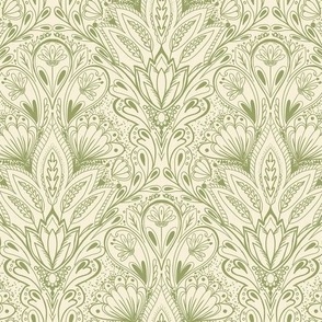 sage green bountiful meadow damask normal scale