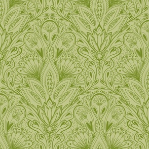 sage green dark bountiful meadow damask wallpaper scale