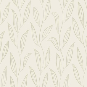 vines with leaves - creamy white_ thistle green - spring botanical