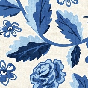 French Countryside Ivory Blue Tonal Jumbo