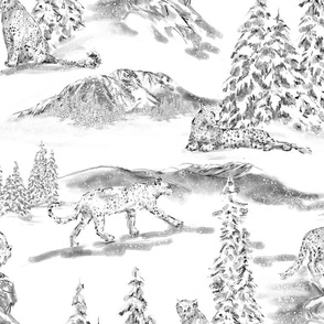 snow leopard toile grey large scale 