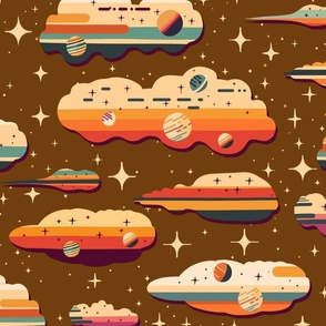 Retro Space Travel - Nebulae, cosmic clouds and groovy galaxies in brown L