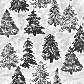 xmas trees black and white large scale 