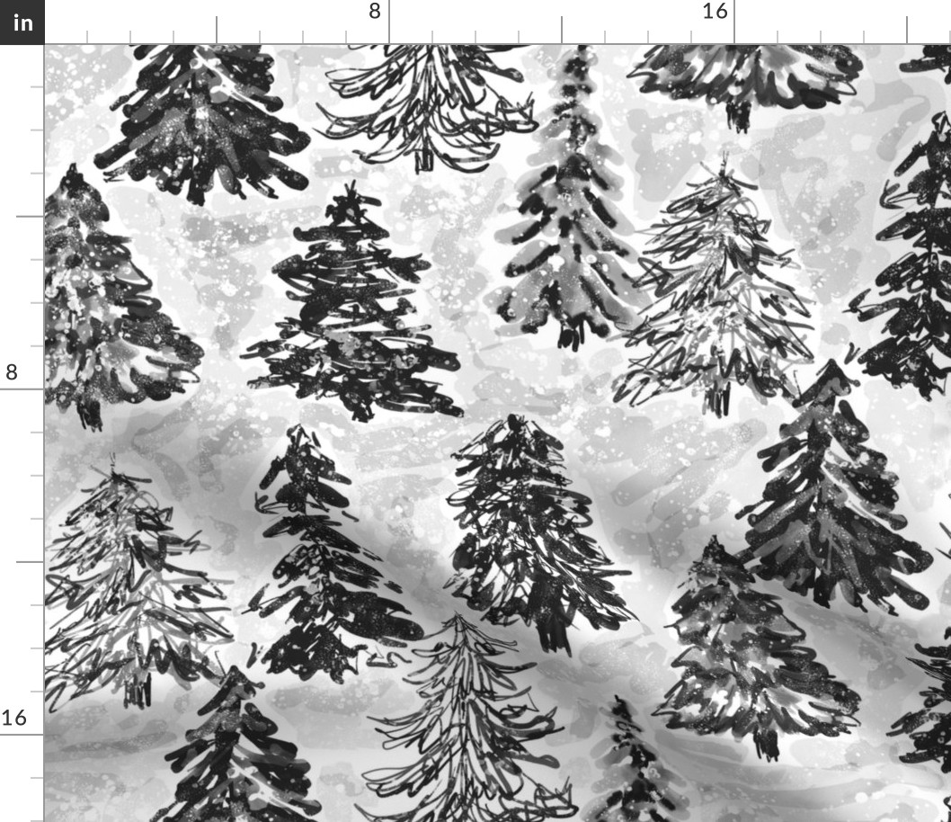 xmas trees black and white large scale 