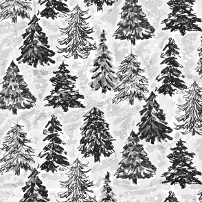 xmas trees black and white medium scale 