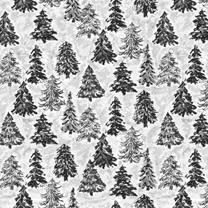 xmas trees black and white small scale 