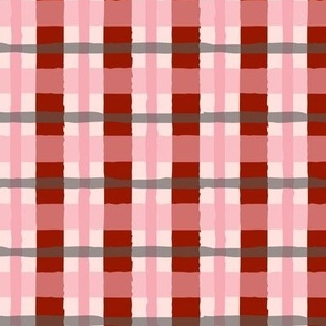 Rustic Holiday Plaid in Classic Cranberry Red, Pink and Green
