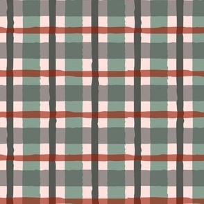 Rustic Holiday Plaid in Muted Green and Red