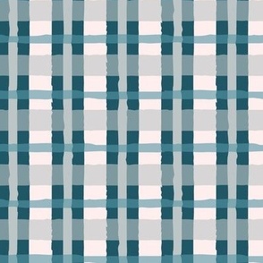 Rustic Holiday Plaid in Frosty Blue Green and Silver