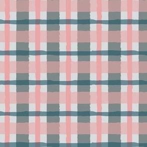 Rustic Holiday Plaid in Rose Quartz Pink and Green