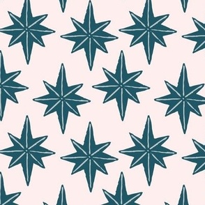 Winter Solstice Star in Cream and Blue Green