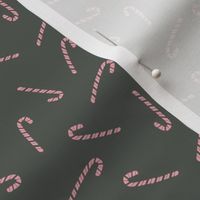 Mini Tossed Candy Canes in Dark Pine Green