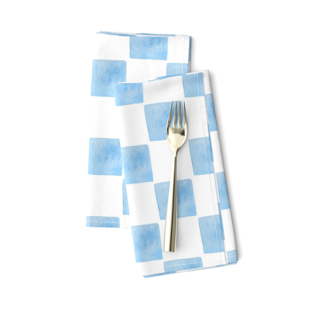 Wonky watercolour checkerboard blue jumbo 2 inch check