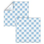 Wonky watercolour checkerboard blue jumbo 2 inch check