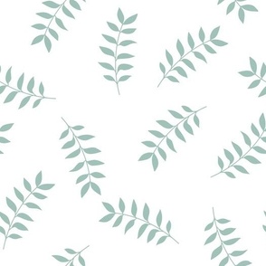 Falling leaves and branches, sage green, seamless repeat