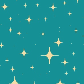 Retro Space Travel - Stars in the night teal L