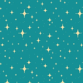 Retro Space Travel - Stars in the night teal M