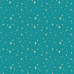 Retro Space Travel - Stars in the night teal S